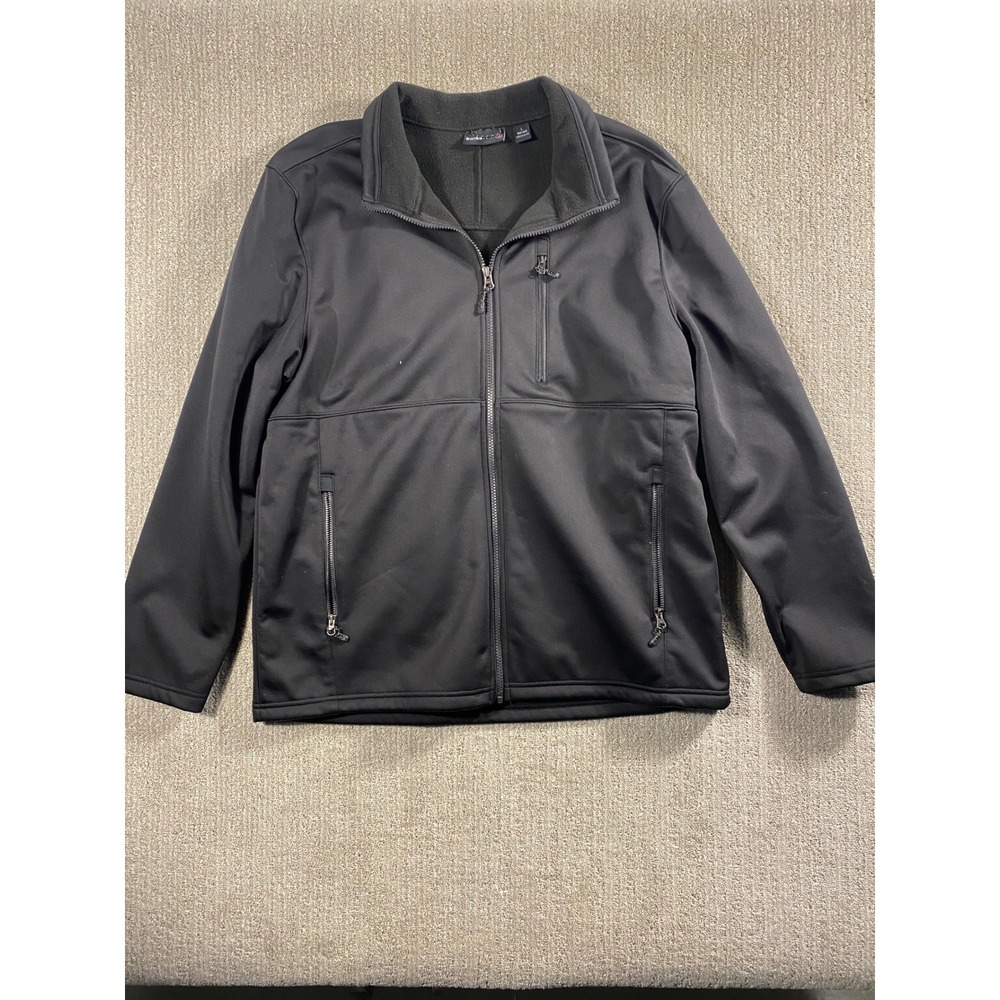 SwissTech Midnight Men's Black Softshell Full Zip Fleece Lined Jacket Size L